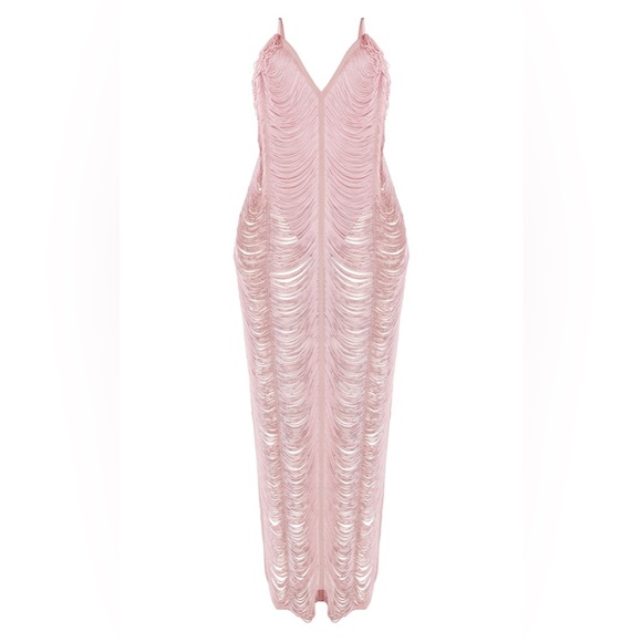 Pretty Little Thing fringe dress baby pink $60 - Picture 3 of 3